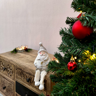 Dekofigur weiß Wei, 29cm € Winterfigur 16,99 silber Weihnachtsmann Kantenhocker