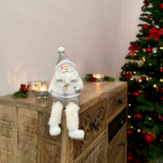 Weihnachtsmann Kantenhocker 29cm silber € 16,99 weiß Dekofigur Wei, Winterfigur