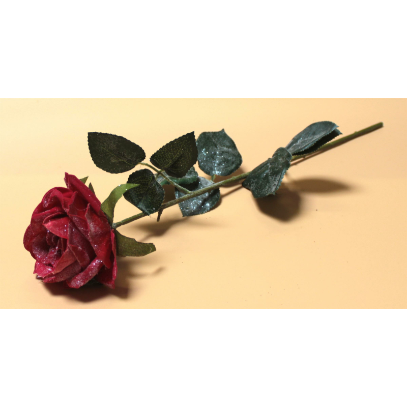 Kunstpflanze Rose vereist cm Kunstrose rot Zweig glitzer 5,99 künst, grün 65 €