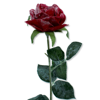 rot Zweig Rose grün 65 künst, cm € glitzer Kunstrose vereist 5,99 Kunstpflanze