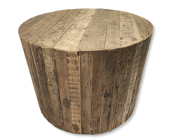 Recycling Holz Couch-Tisch mit Rollen rund 60 x 45cm...
