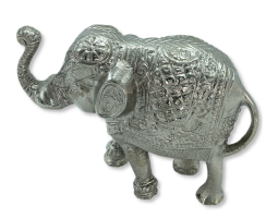Metall Dekofigur Elefant silber 11 x 24 x 17 cm -...