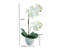 Kunst-Pflanze Orchidee weiße Blüten 47cm...